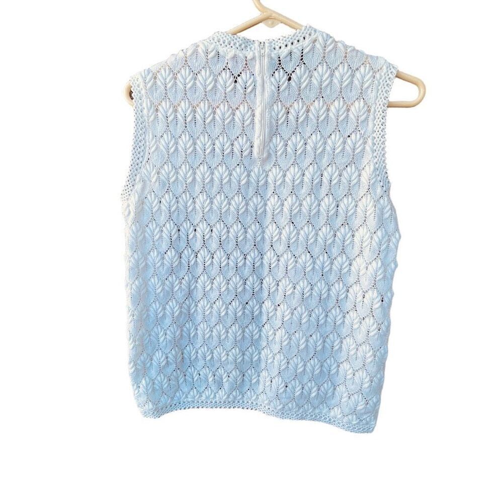 Vintage size 36 Montgomery Ward made in Japan  knitted leaf pattern vest. - Picture 6 of 9